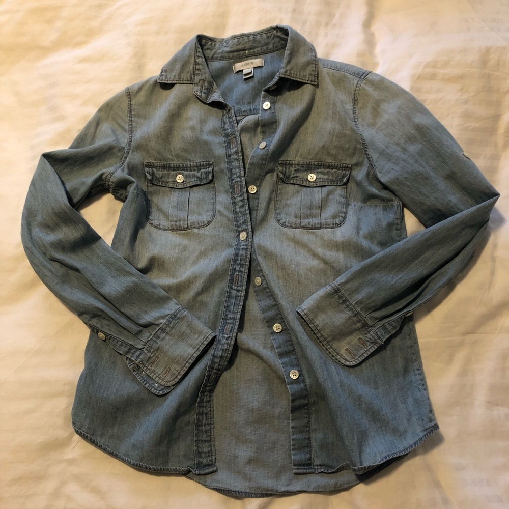 EUC J Crew Chambray Denim Shirt 0P XXS
